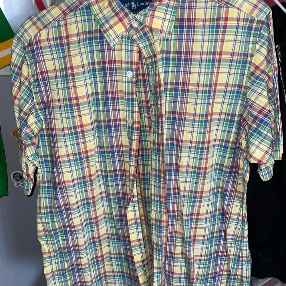Ralph Lauren Yellow and Red Casual Button Down Shirt